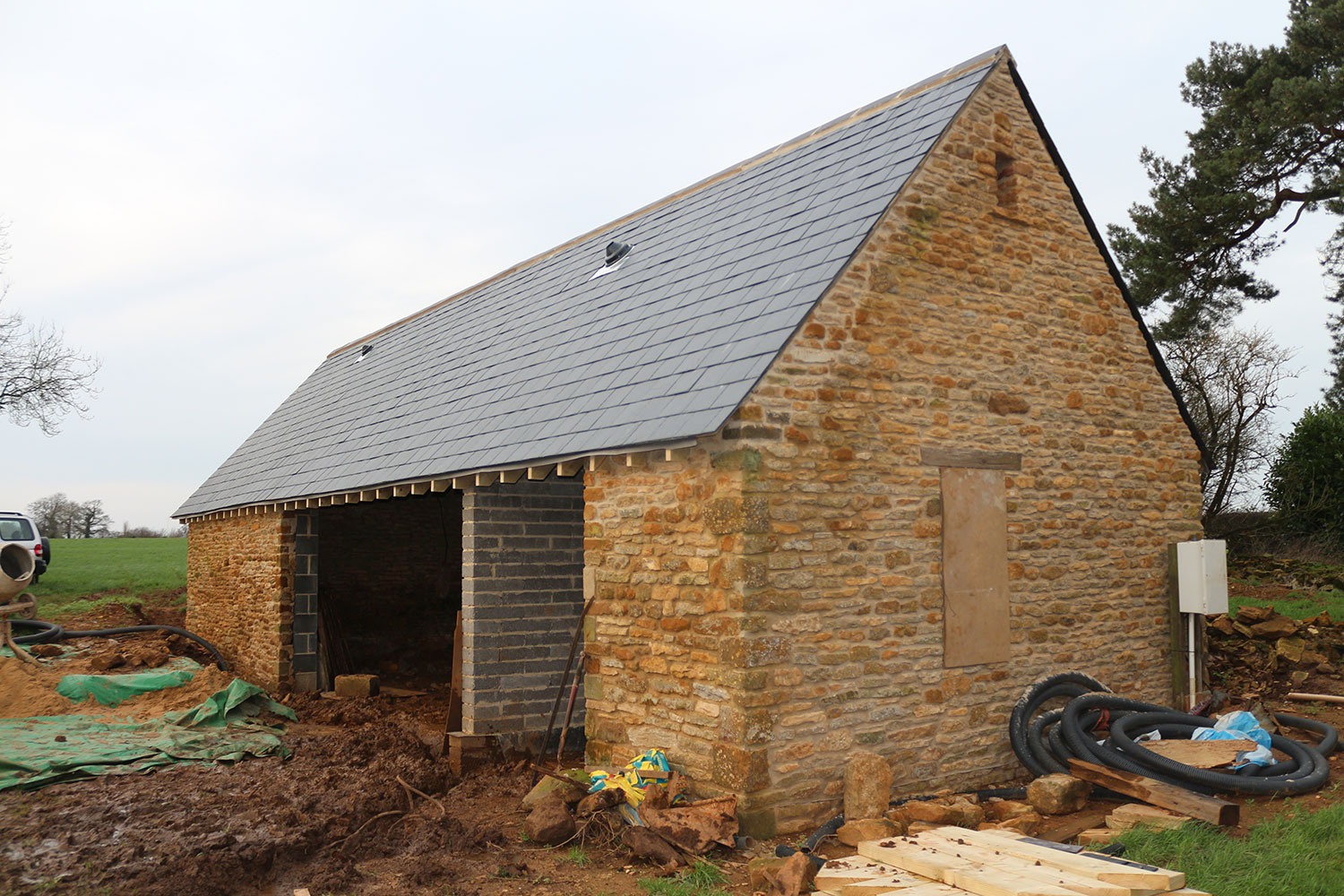 View from the outside during the build phase.