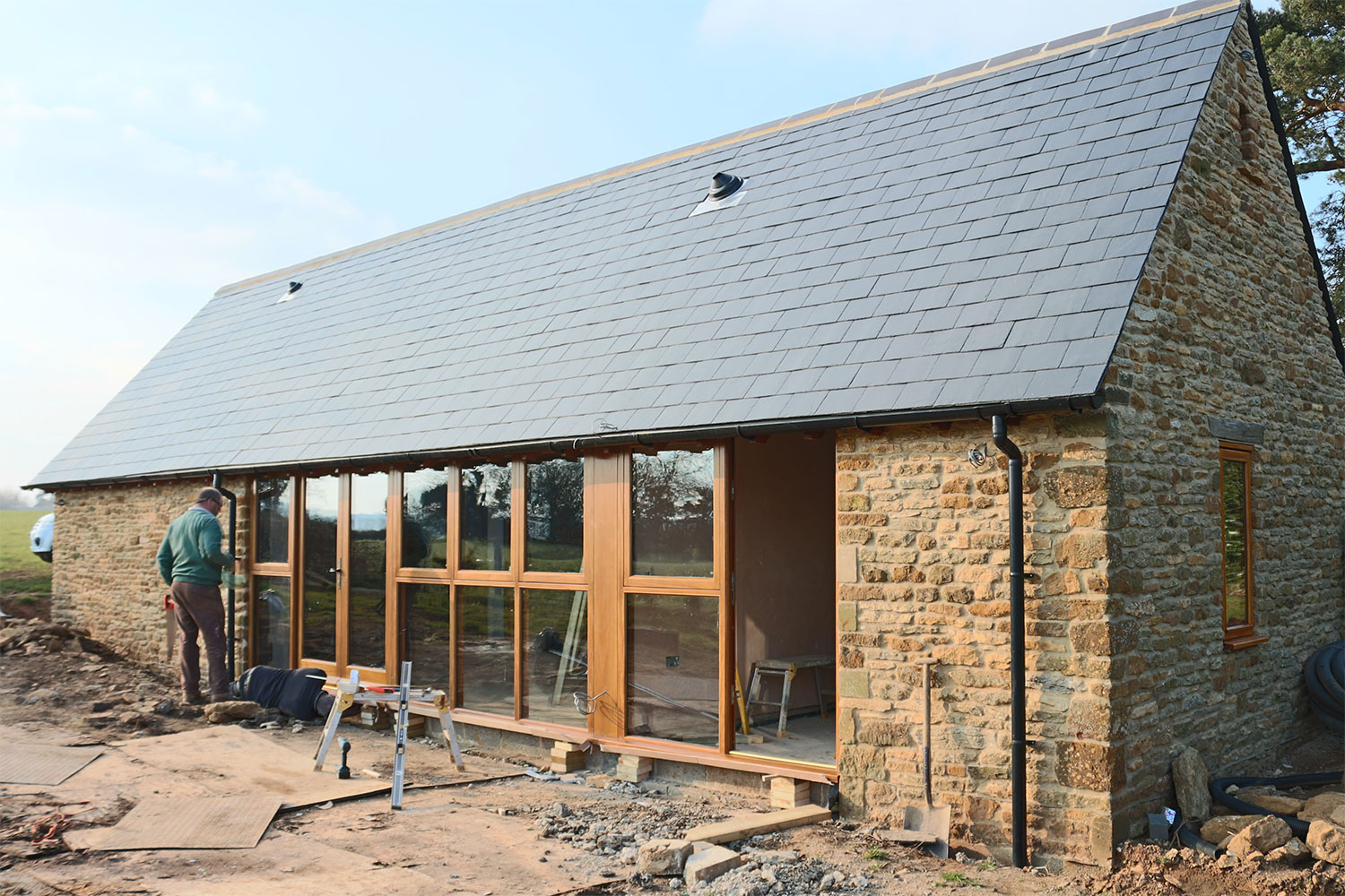 The new windows and doors going in.