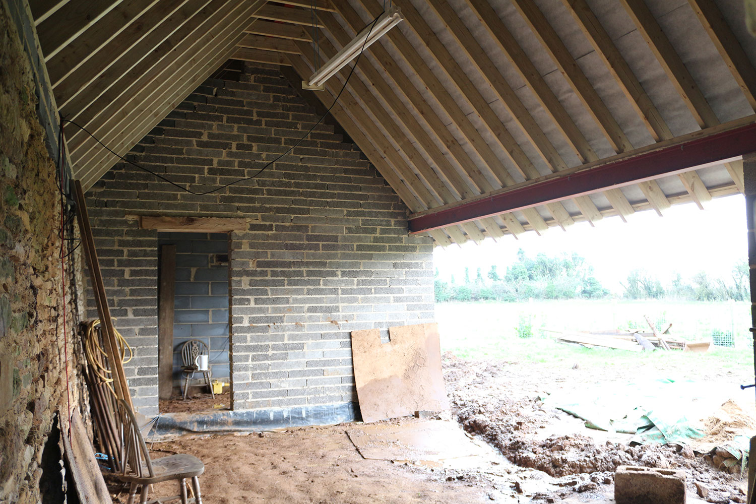 Inside of barn conversion in progress